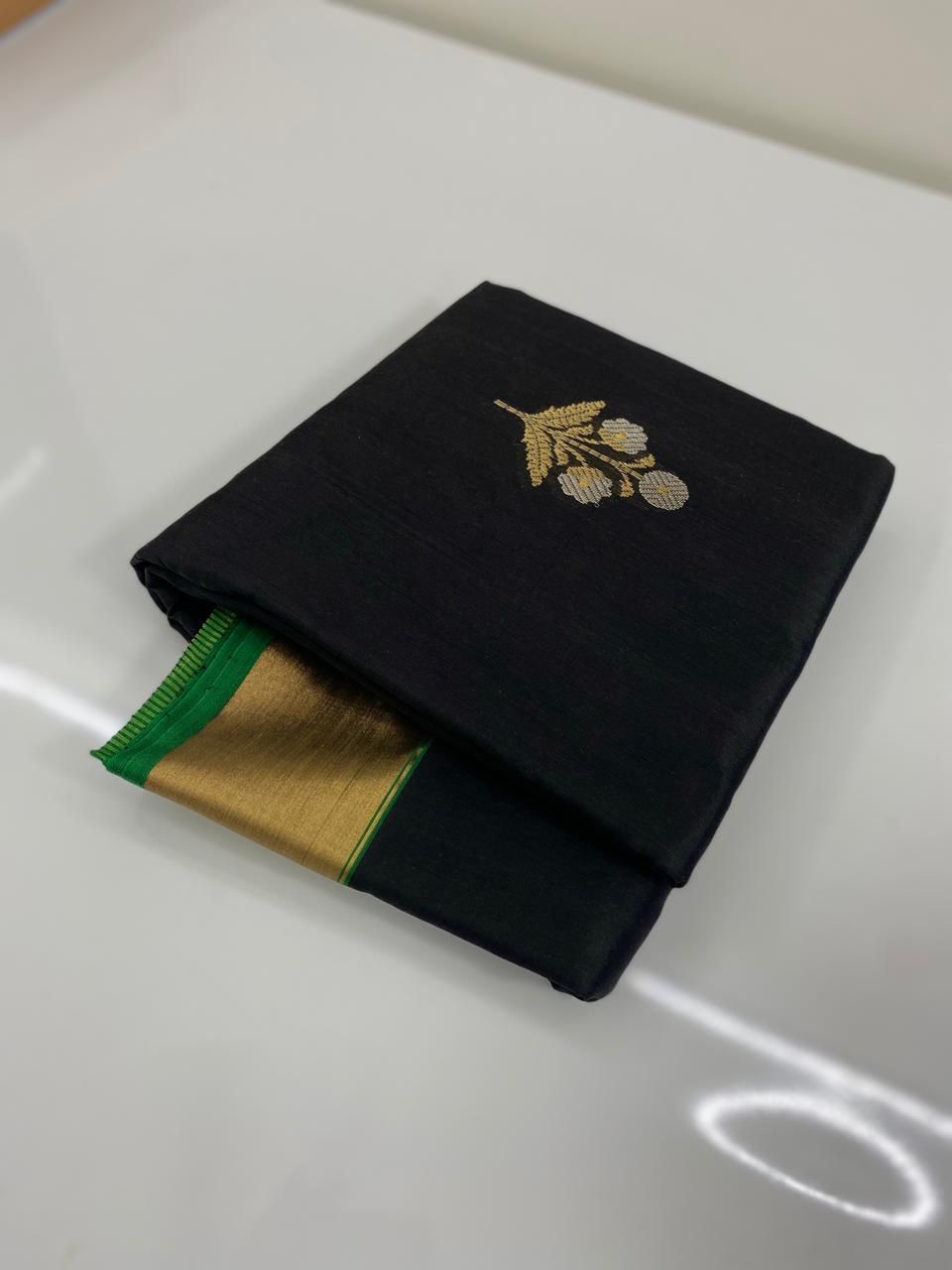 Soft Pattu Silk Saree with Meenakari Booti Work