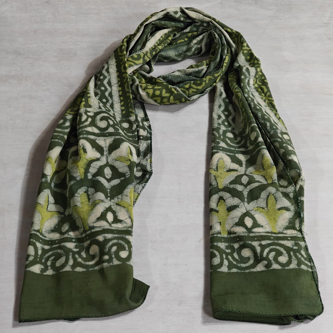 Pure Hand Block Printed Cotton Stole (2 m × 22 in)