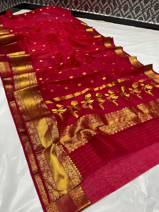 Nakshi Border Katan Silk Saree with Jhad Palla