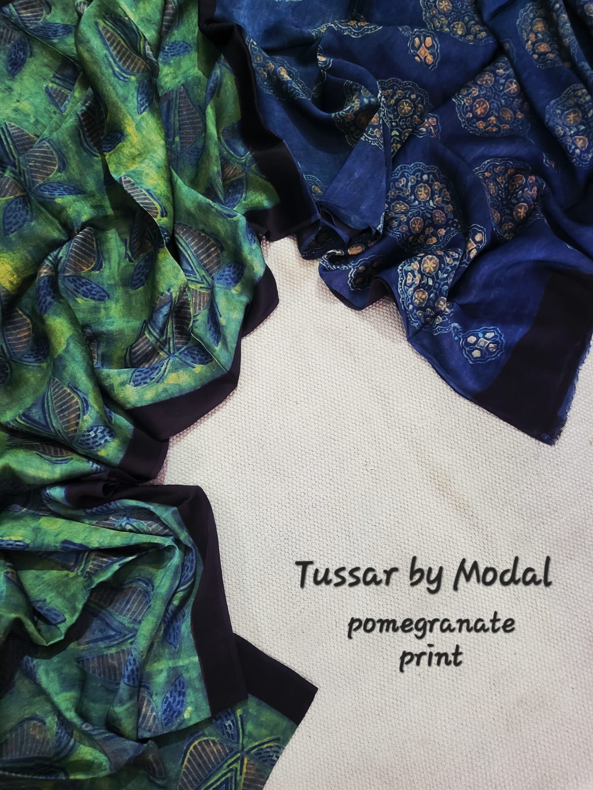 Premium Tussar by Modal Silk Saree with Vanaspati Pomegranate Print