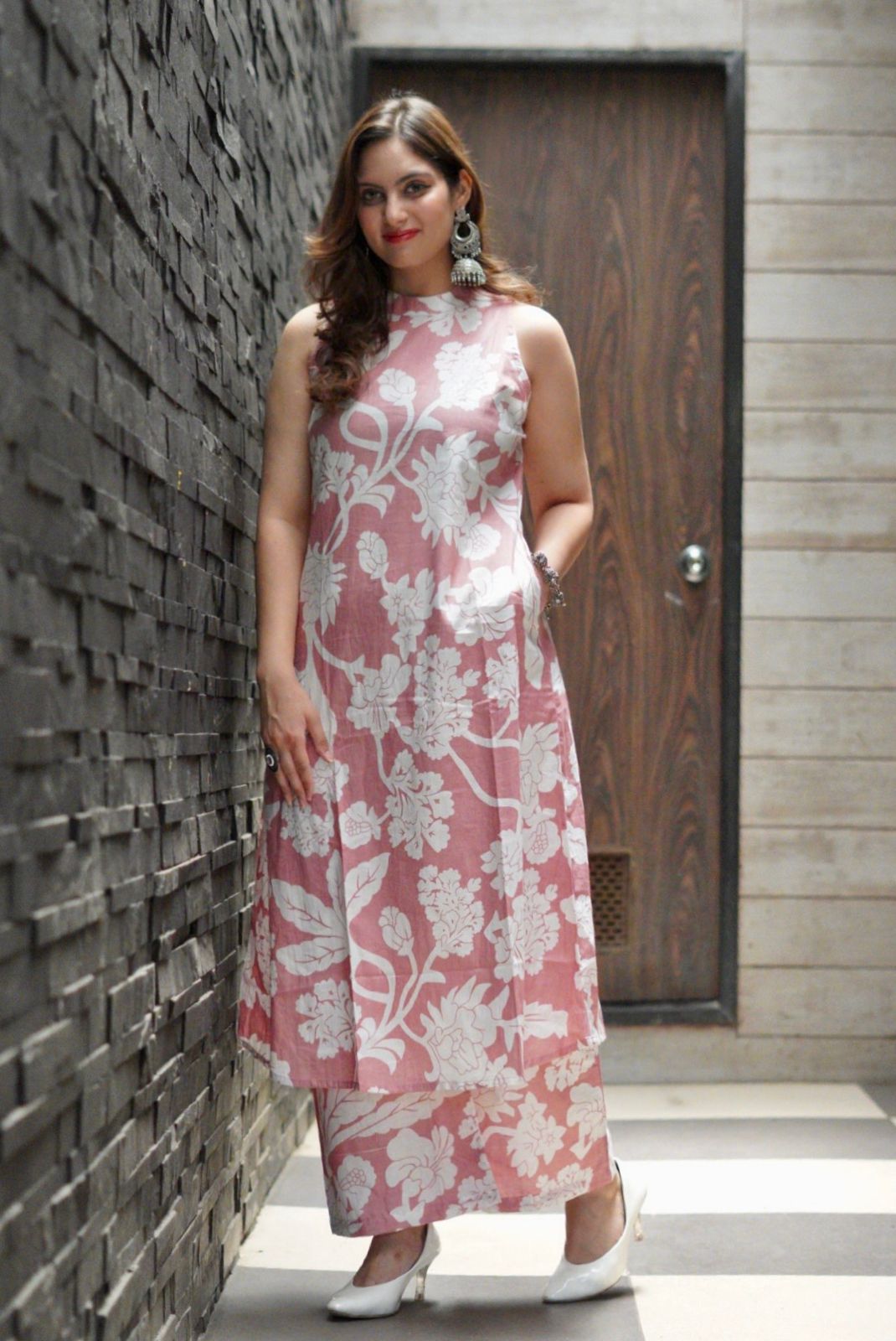 Beautiful Aline Cotton Kurta Set | Cotton Palazzo & Mega Sleeves