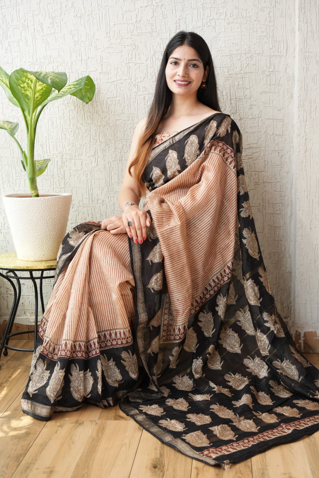 Exclusive Maheshwari Silk Saree | Hand Block & Traditional Bagru Prints