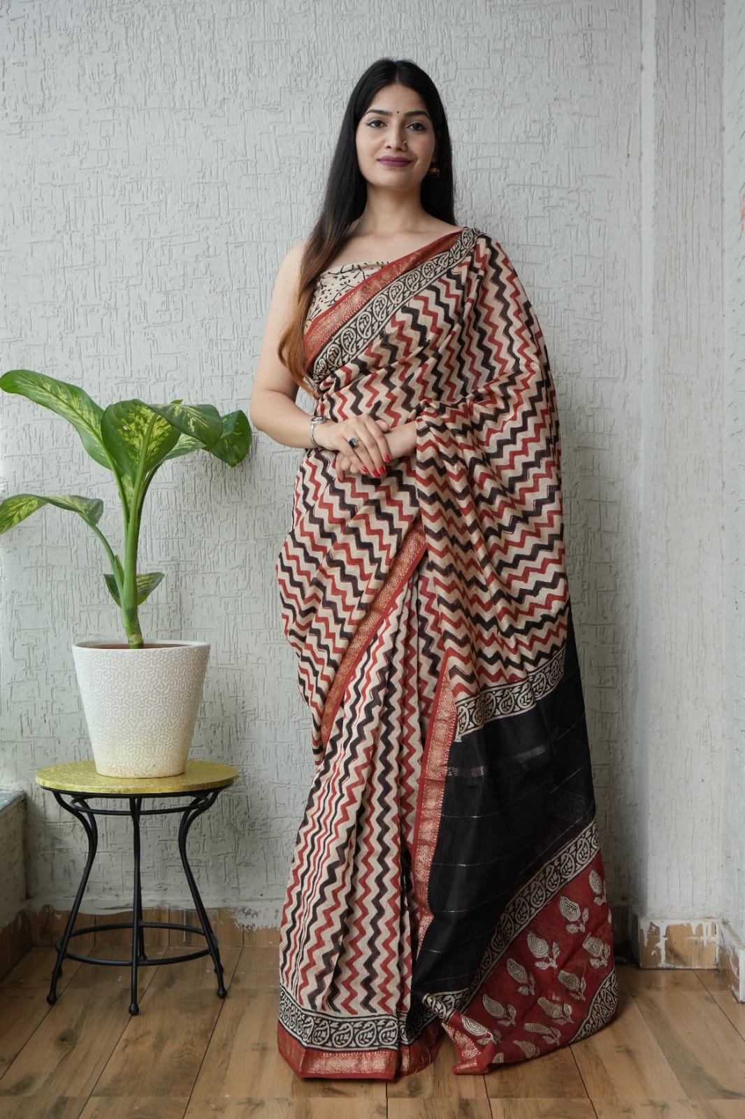 Exclusive Maheshwari Silk Saree | Hand Block & Traditional Bagru Prints