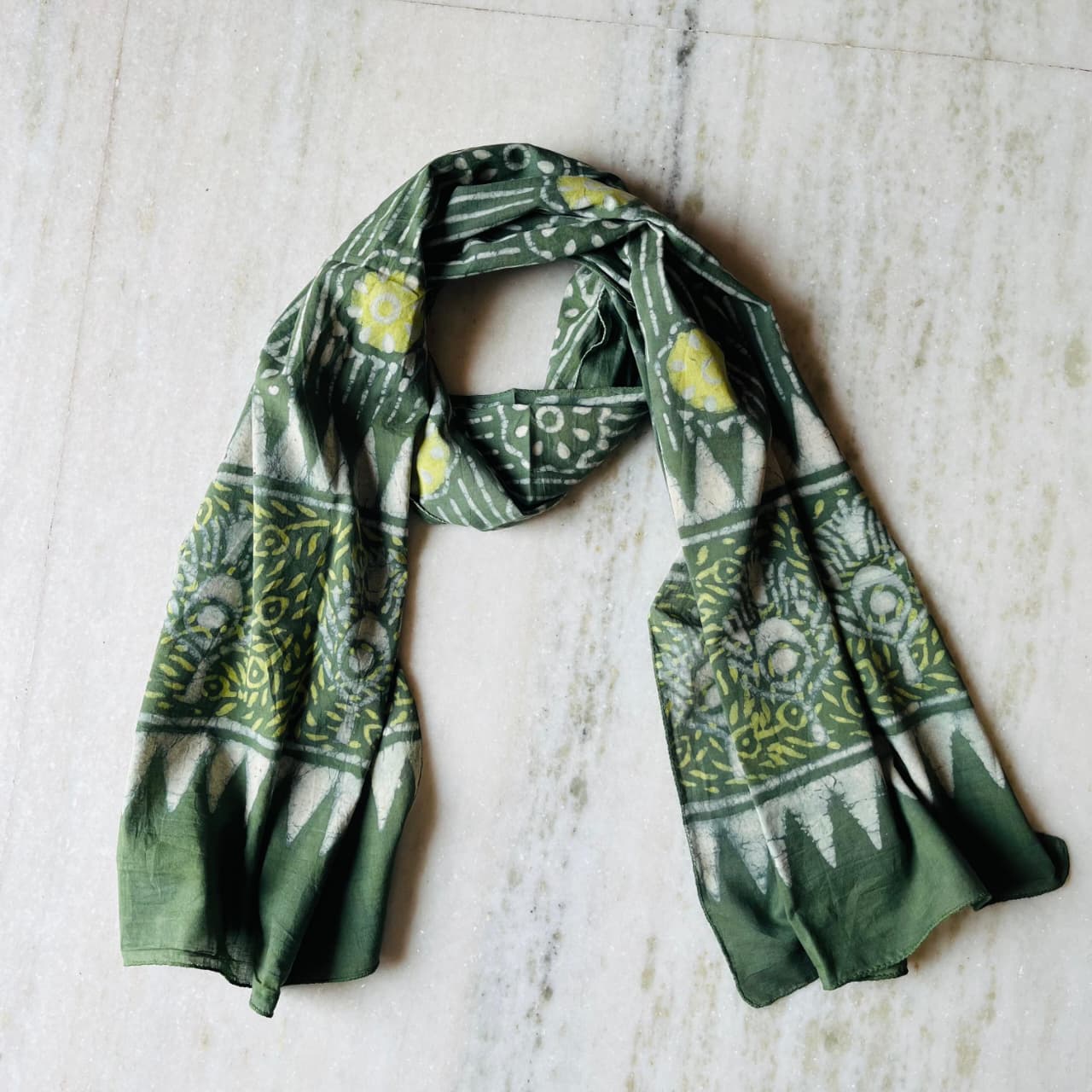 Pure Hand Block Printed Cotton Stole (2 m × 22 in)