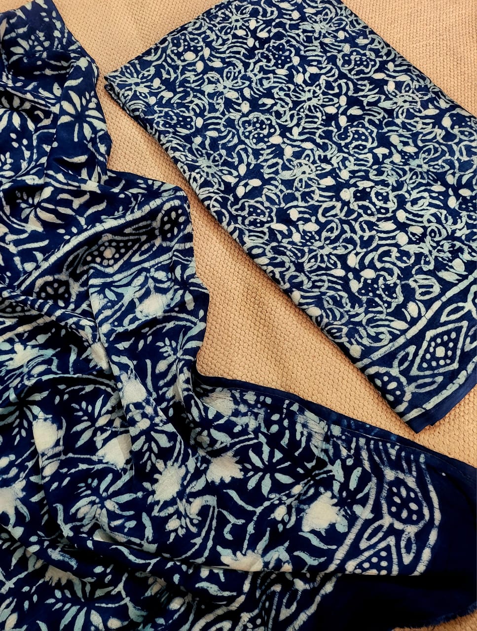 Vanaspati Natural Vegetable Dye Modal Silk Suit (Ajrakh Print)