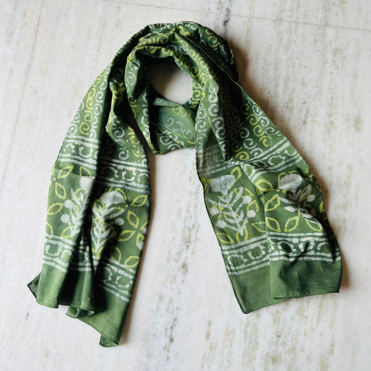 Pure Hand Block Printed Cotton Stole (2 m × 22 in)