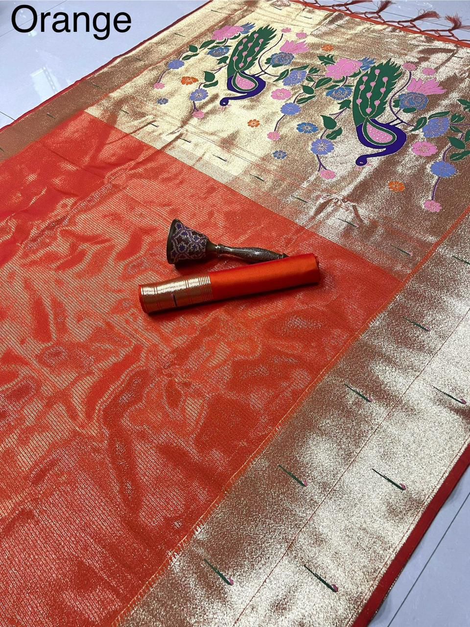 Pure Soft Zari Kanchivaram Tissue Paithani Silk Saree