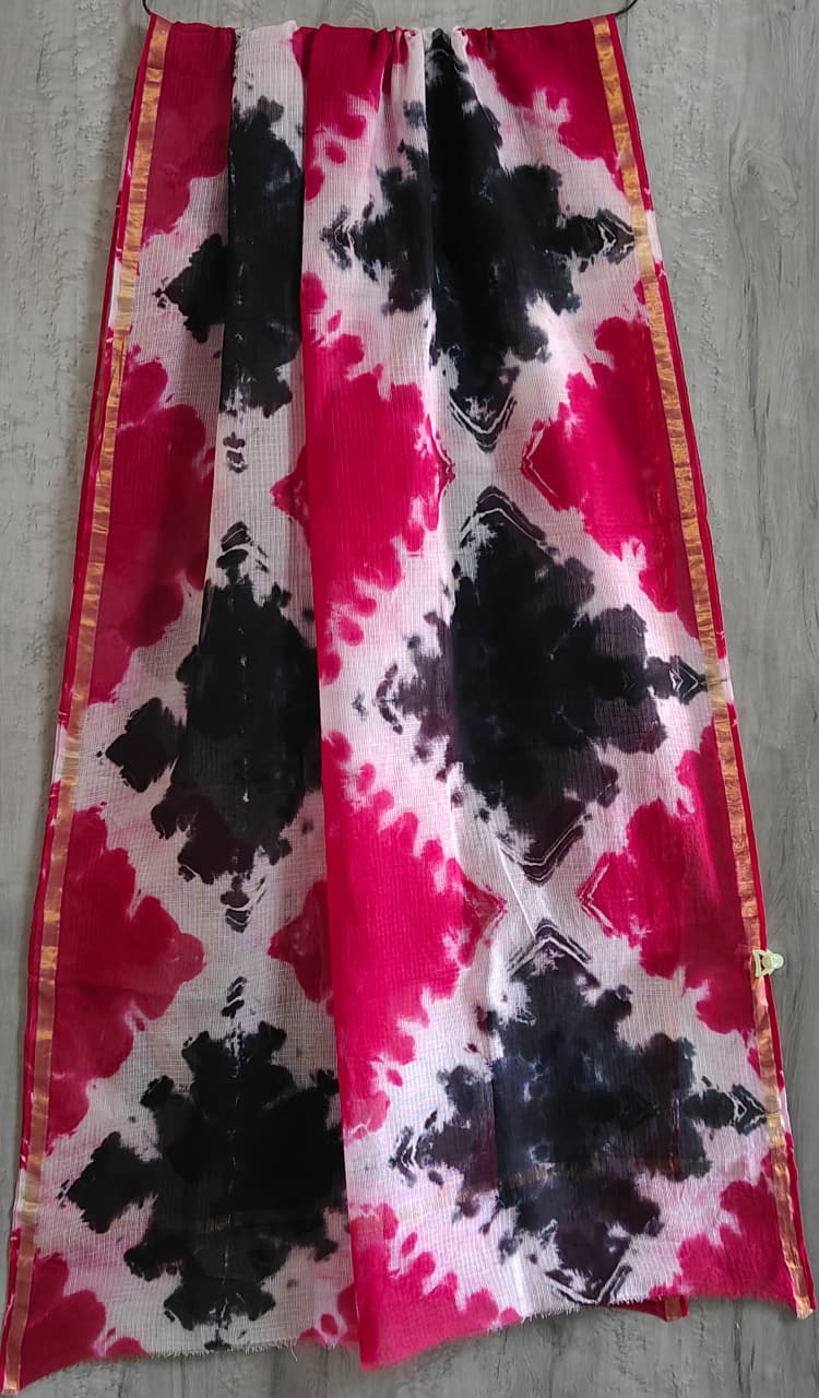 Kota Doriya Hand Block Printed Saree with Blouse (Natural Dye)