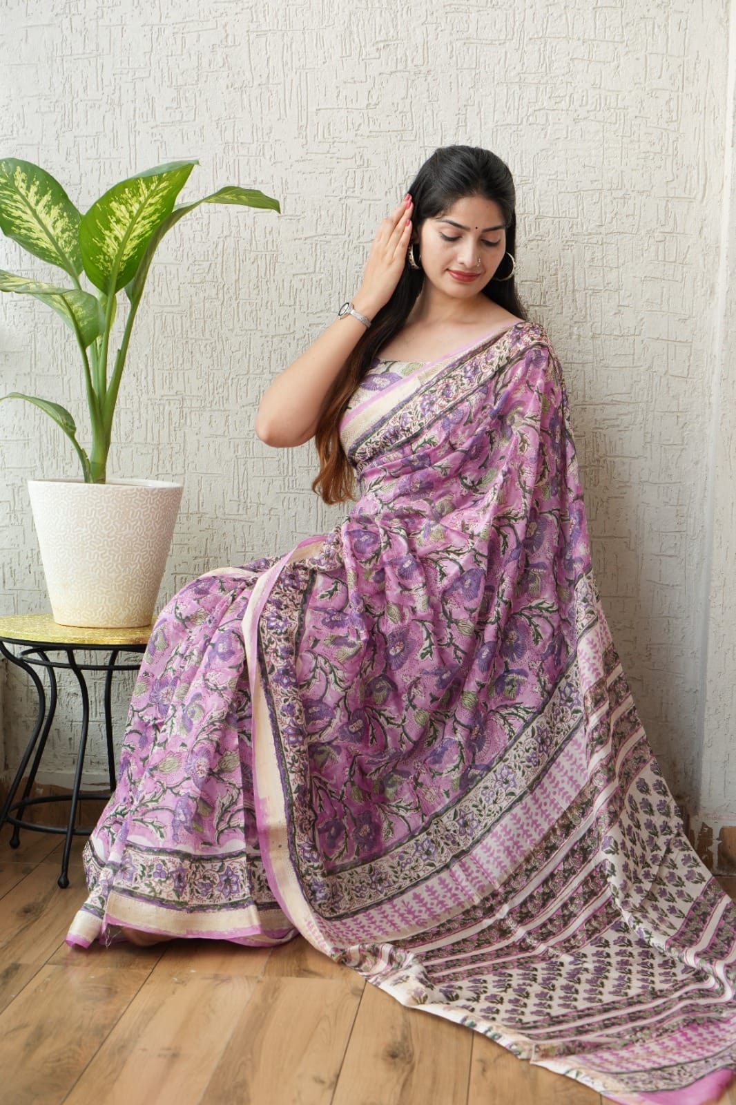 Exclusive Maheshwari Silk Saree | Hand Block & Traditional Bagru Prints