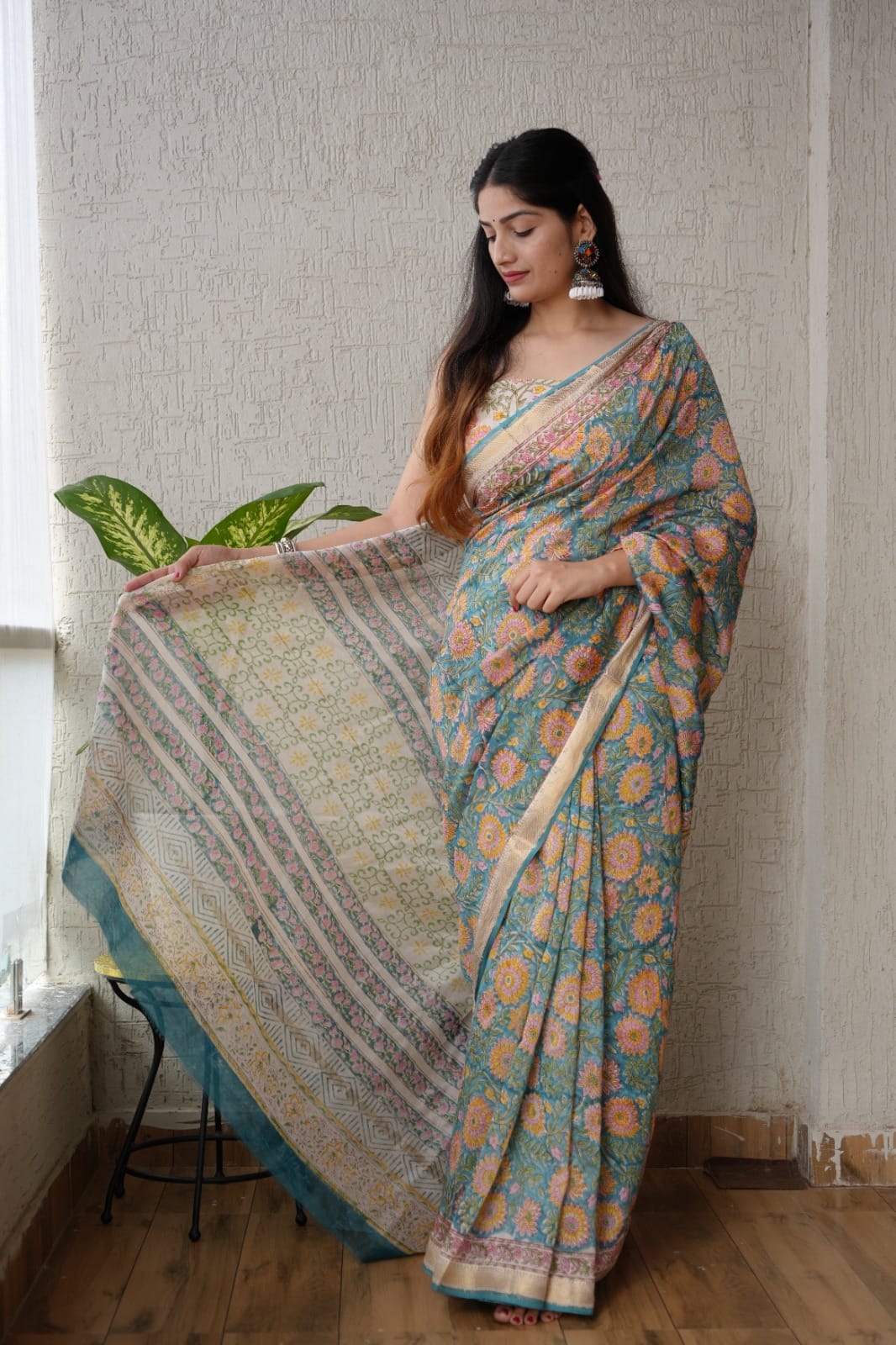 Exclusive Maheshwari Silk Saree | Hand Block & Traditional Bagru Prints