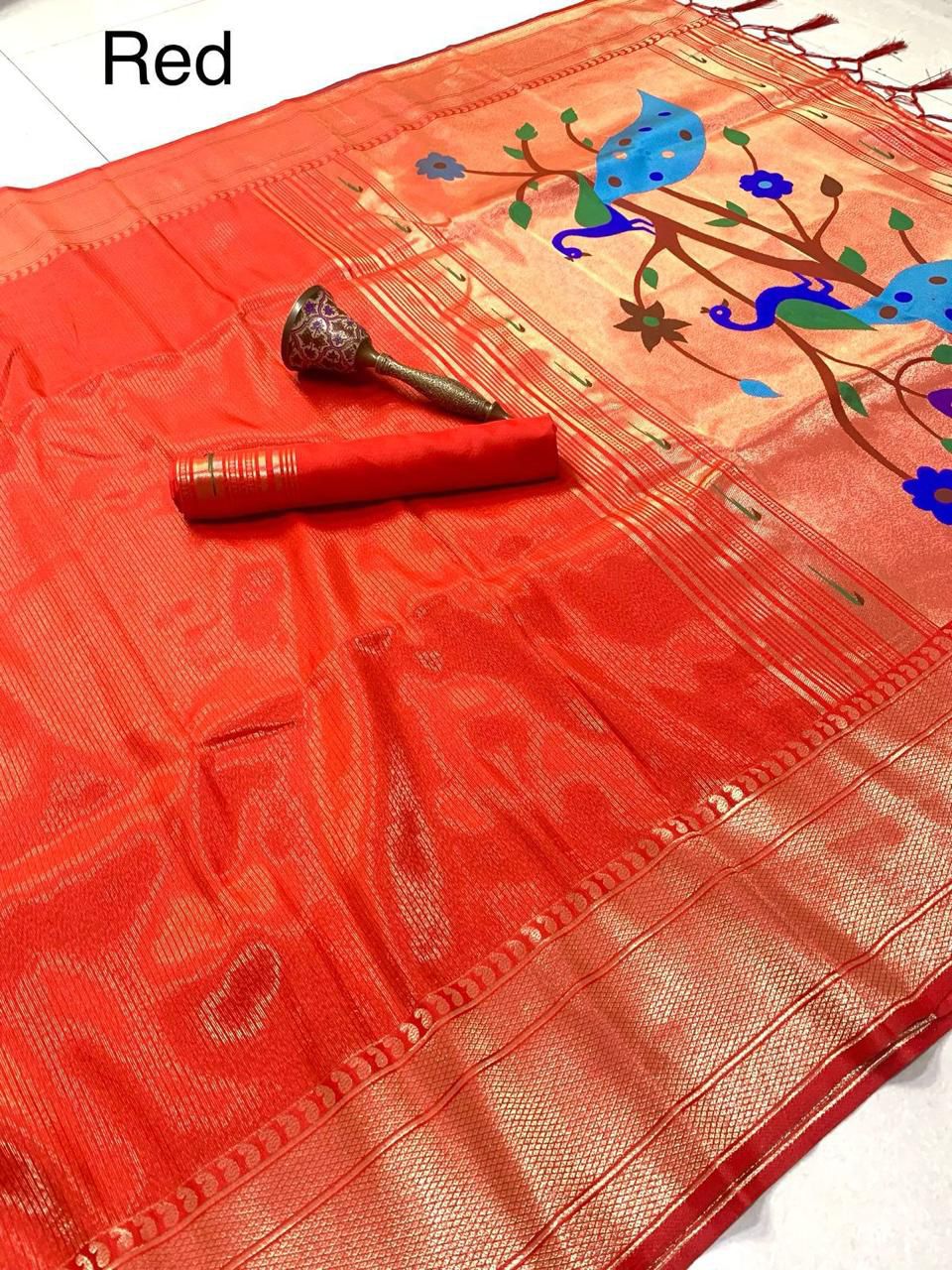 Pure Soft Zari Kanchivaram Tissue Paithani Silk Saree