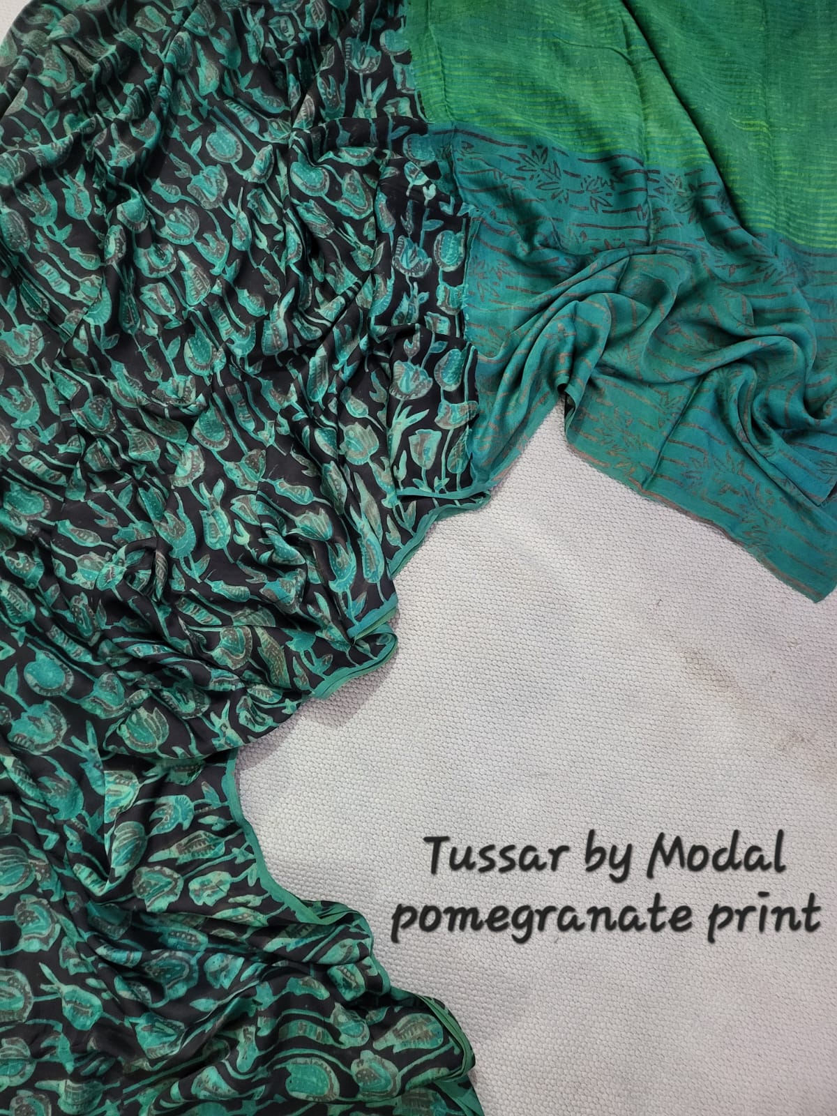Premium Tussar by Modal Silk Saree with Vanaspati Pomegranate Print
