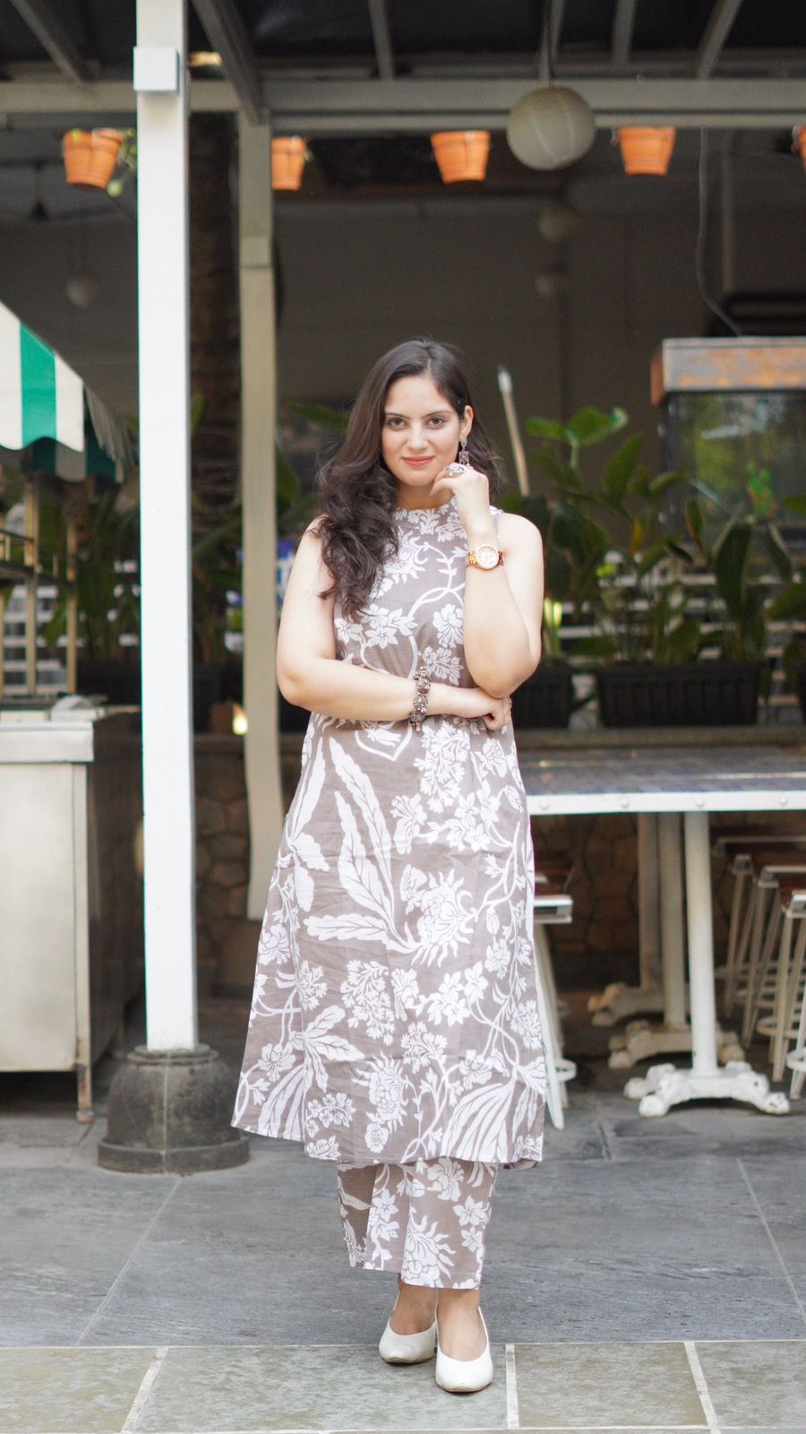 Beautiful Aline Cotton Kurta Set | Cotton Palazzo & Mega Sleeves