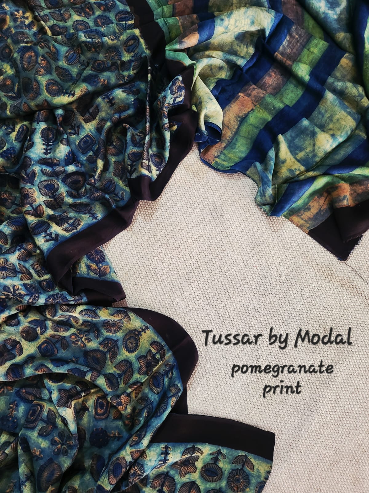 Premium Tussar by Modal Silk Saree with Vanaspati Pomegranate Print