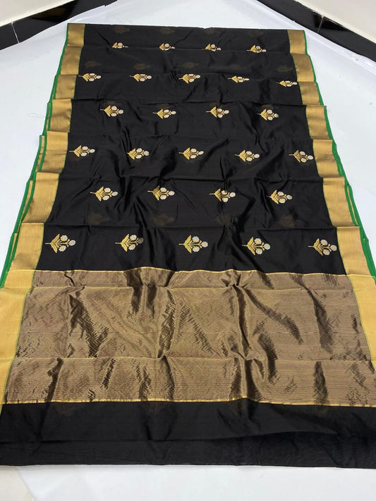 Soft Pattu Silk Saree with Meenakari Booti Work