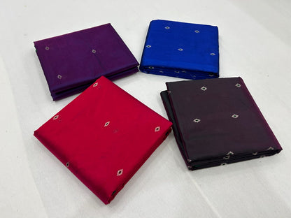 Beautiful Pure Handwoven Dual Tone Chanderi Pattu Silk Saree with Silver Zari Meenakari Buti