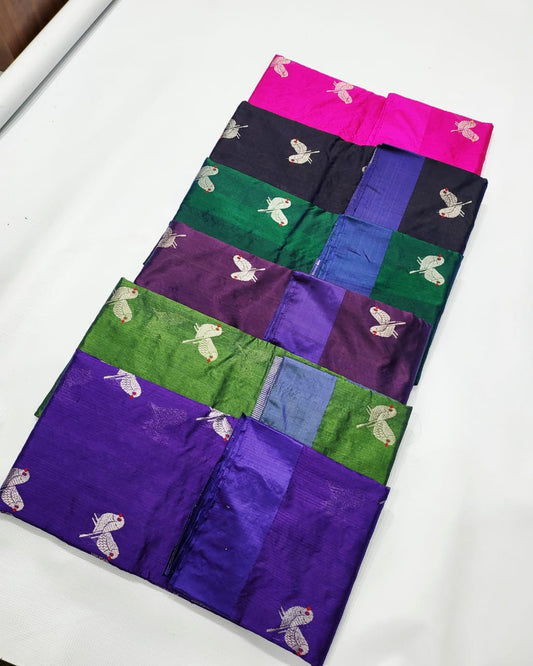 Designer Minakari Buta Pattu Silk Chanderi Saree