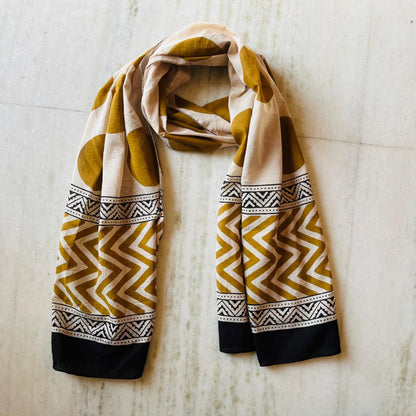 Pure Hand Block Printed Cotton Stole (2 m × 22 in)