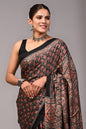 Pure Ajrakh Print Modal Silk Saree (Vegetable-Dyed) + Printed Blouse