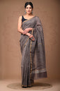Hand Block Printed Bagru Pure Chanderi Saree with Blouse Piece
