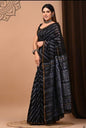 Hand Block Printed Bagru Pure Chanderi Saree with Blouse Piece