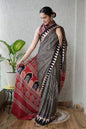 Pure Ajrakh Print Modal Silk Saree (Vegetable-Dyed) + Printed Blouse