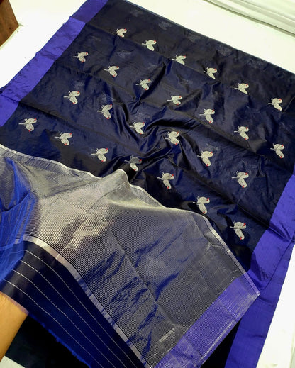 Designer Minakari Buta Pattu Silk Chanderi Saree