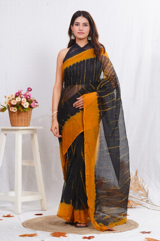 Kota Doriya Hand Block Printed Saree with Blouse (Natural Dye)