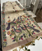 Premium Soft Muga Cotton Saree with Peacock & Jamdani Weaving
