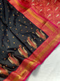 Paithani Silk Saree with Rich Contrast Weaving Pallu & Border