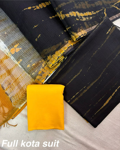 Premium Pure Full Kota Doria Suit | Hand Block Printed Silk Cotton Set