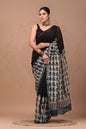 Hand Block Printed Bagru Pure Chanderi Saree with Blouse Piece