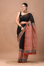 Hand Block Printed Bagru Pure Chanderi Saree with Blouse Piece