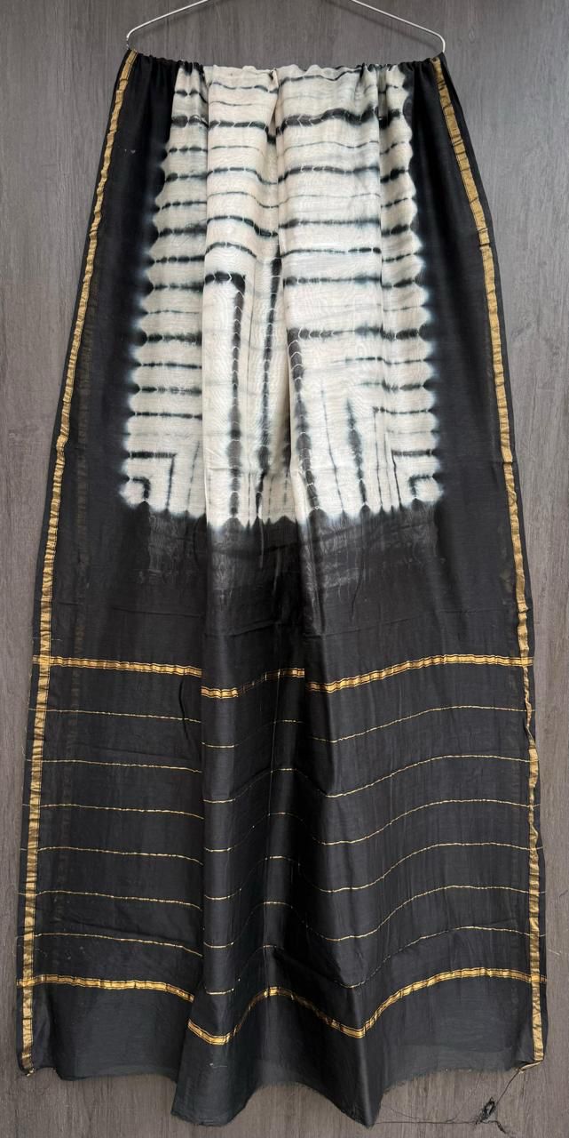 Hand Block Printed Bagru Pure Chanderi Saree with Blouse Piece