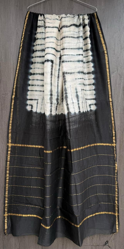 Hand Block Printed Bagru Pure Chanderi Saree with Blouse Piece