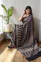 Pure Ajrakh Print Modal Silk Saree (Vegetable-Dyed) + Printed Blouse