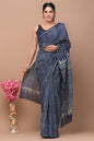 Hand Block Printed Bagru Pure Chanderi Saree with Blouse Piece