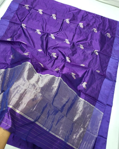 Designer Minakari Buta Pattu Silk Chanderi Saree