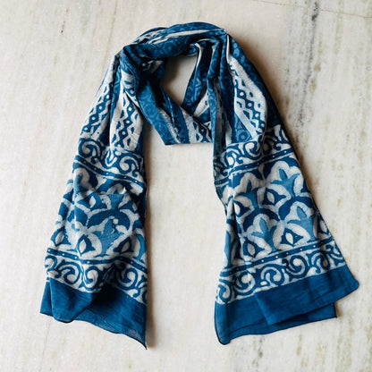 Pure Hand Block Printed Cotton Stole (2 m × 22 in)