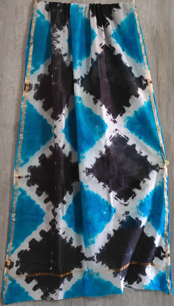 Kota Doriya Hand Block Printed Saree with Blouse (Natural Dye)