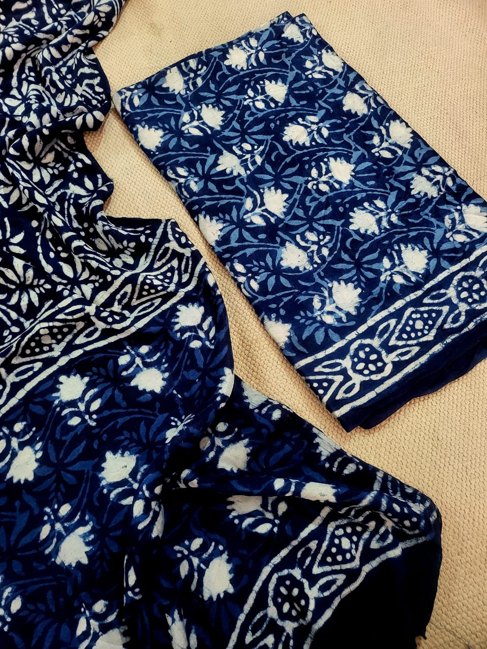 Vanaspati Natural Vegetable Dye Modal Silk Suit (Ajrakh Print)