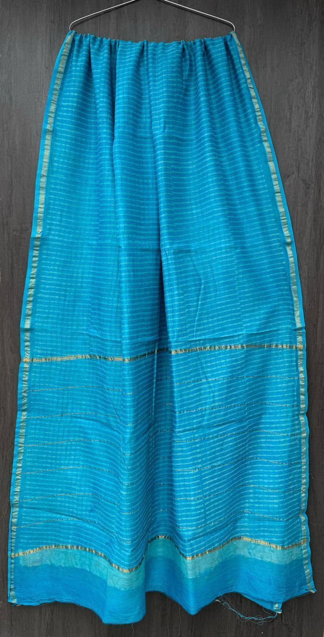Hand Block Printed Bagru Pure Chanderi Saree with Blouse Piece