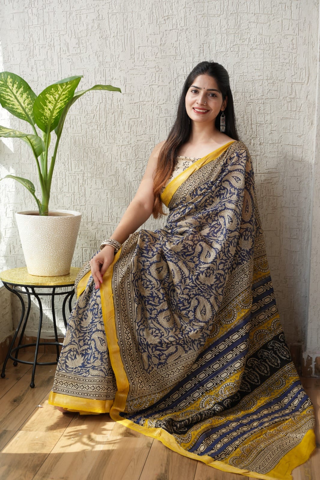 Exclusive Maheshwari Silk Saree | Hand Block & Traditional Bagru Prints