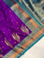 Paithani Silk Saree with Rich Contrast Weaving Pallu & Border