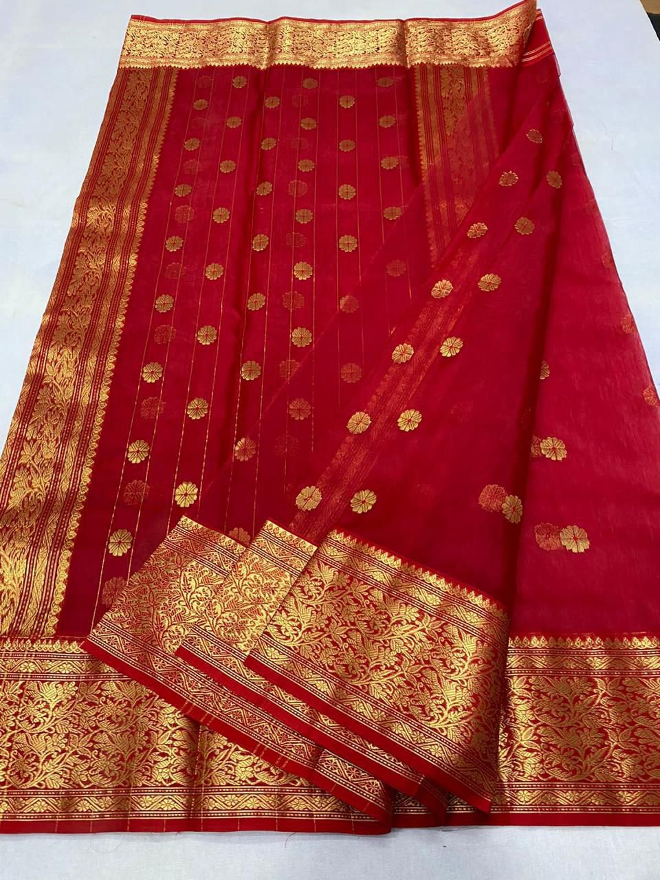 Royal Rajwadi Minakari Buti Katan Silk Chanderi Saree