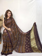 Pure Modal Silk Ajrakh Saree with Lagadi Patta (Hand Print)