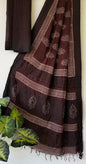 Hand Block Printed Cotton Silk Saree with Temple Border (Ajrakh & Dabu)