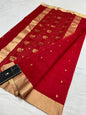 Chanderi Jhad Palla Katan Silk Saree with Ghana Golden Zari Buti
