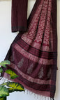 Hand Block Printed Cotton Silk Saree with Temple Border (Ajrakh & Dabu)