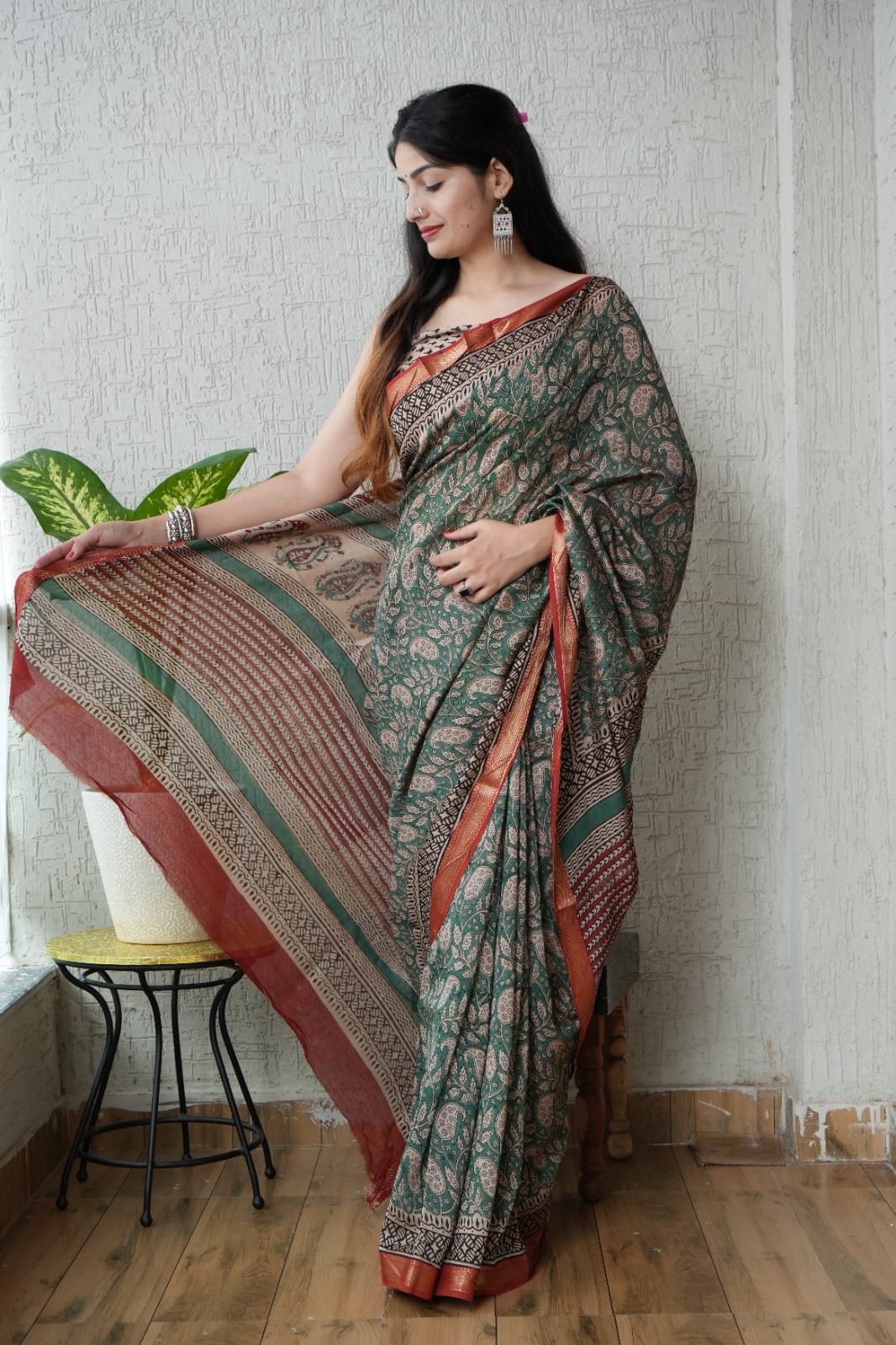 Exclusive Maheshwari Silk Saree | Hand Block & Traditional Bagru Prints
